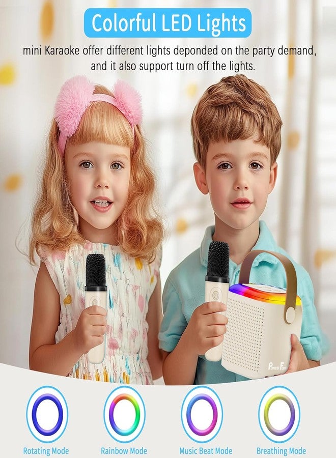 PunnkFunnk Kids Adults with Wireless Mics Portable Karaoke Bluetooth Speaker & Dynamic Lights Birthday Gift for Girls, Boys & Toddlers Ages 4,5,6,7,8,9,10,12+ Year Old Home Outdoor Travel (Beige) - Image 5